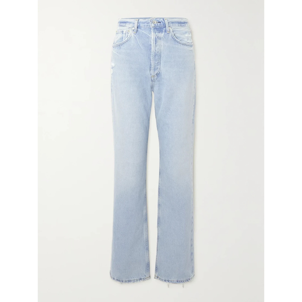 Citizens Of Humanity + Net Sustain Eva Distressed Mid-Rise Straight-Leg Organic